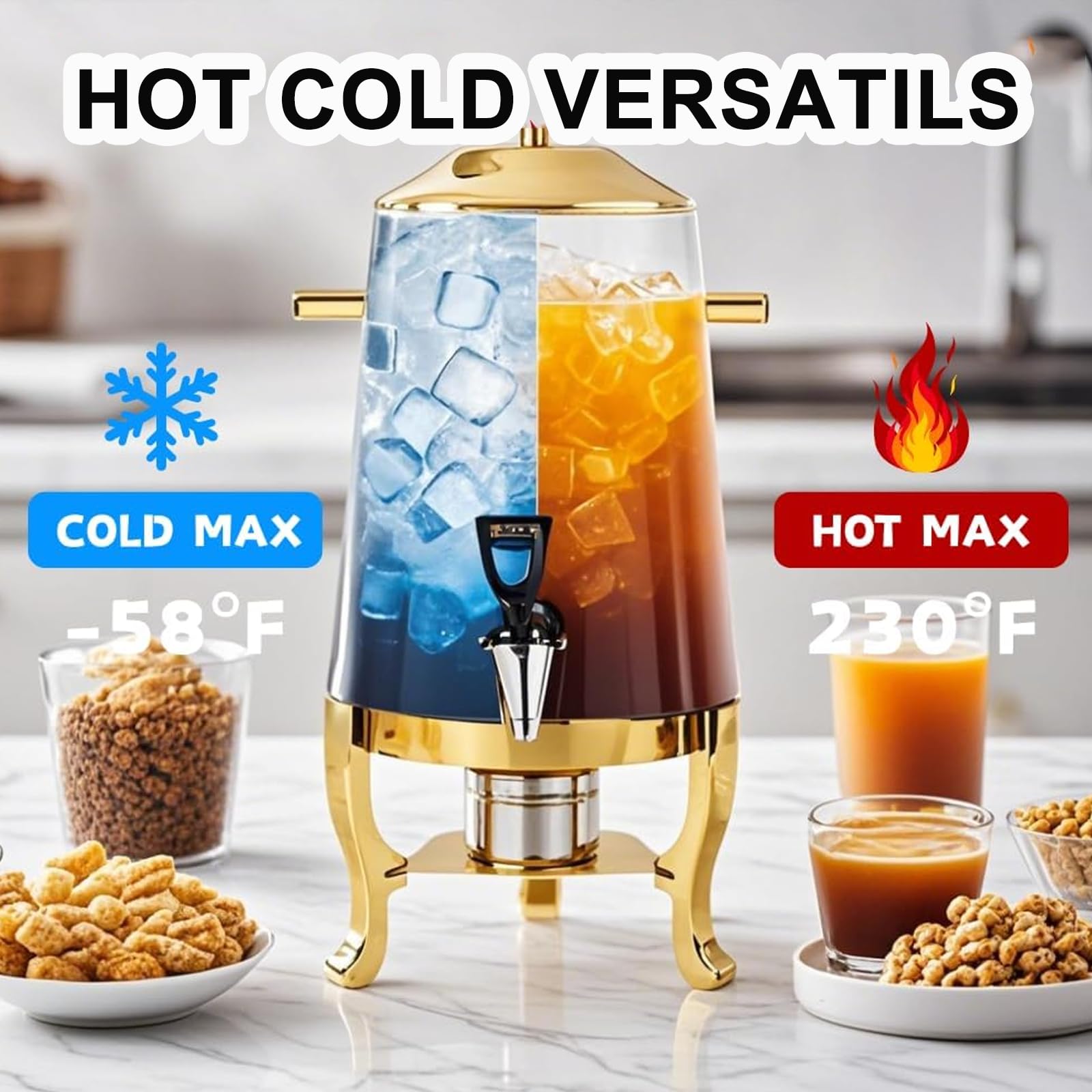 Dispenser per bevande calde da 13 l, in acciaio inox, con rubinetto, per caffè, tè, acqua, succhi di frutta, per catering, matrimoni, eventi, feste