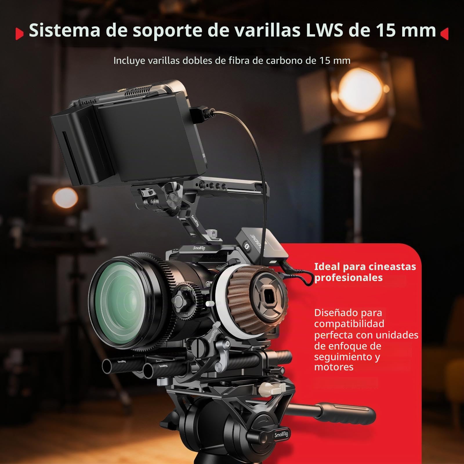 SMALLRIG Kit de Placa Base con Abrazadera para Rieles 15mm LWS, Varillas de Fibra de Carbono 20cm, para Sony A6500/A6600/A6300, Canon R5/R6, Sony A7SIII/A7III - 5609