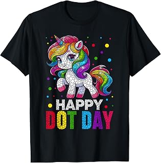 Cute Unicorn Polka Dot Art Student Happy Dot Day Girls Kids T-Shirt