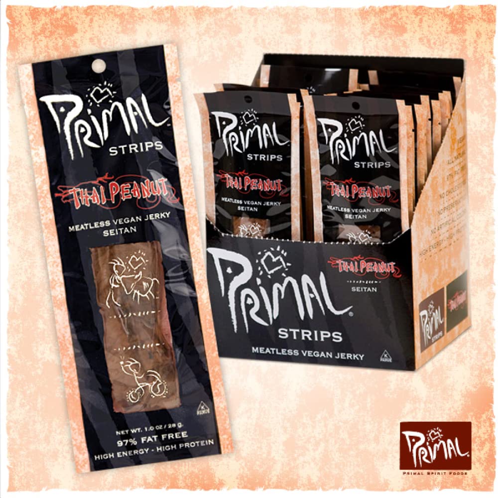 Primal Vegan Jerky Seitan Thai Peanut Jerky 28g x 24