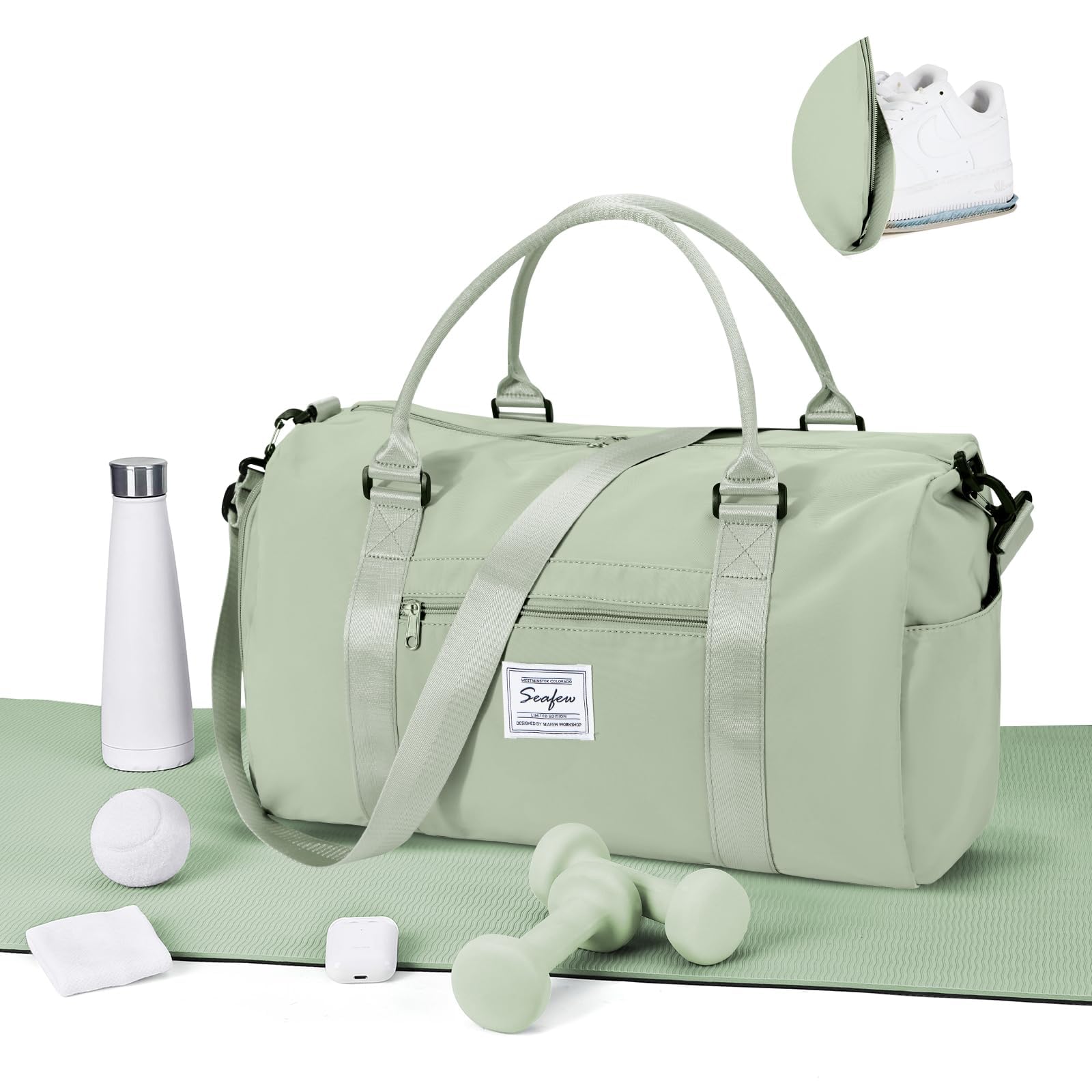 WEPLAN Sport Duffel Bag Damen Herren Sporttasche mit Schuhfach & Nassfach Reisetasche Handgepäck Tasche Sporttaschen Fitness Tasche Gym Bag Weekender Travel Bag Schwimmtasche Trainingstasche