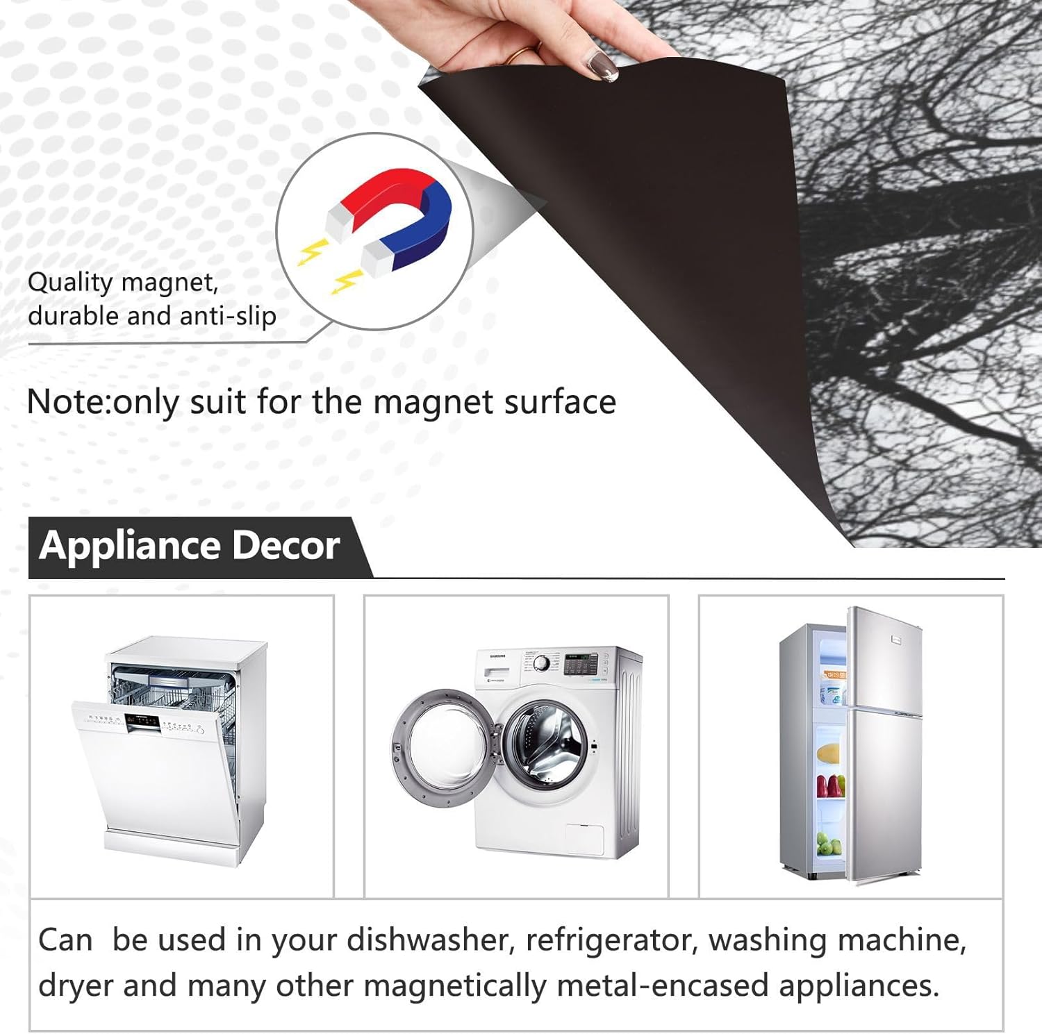 Tree Sunrise Black White Dishwasher Magnetic Cover Refrigerator Magnetic Cover Magnetic Sticker Dishwasher Door Panel Cover Fridge Appliance Magnetic Sheet Kitchen Art Decor 23x26 inch