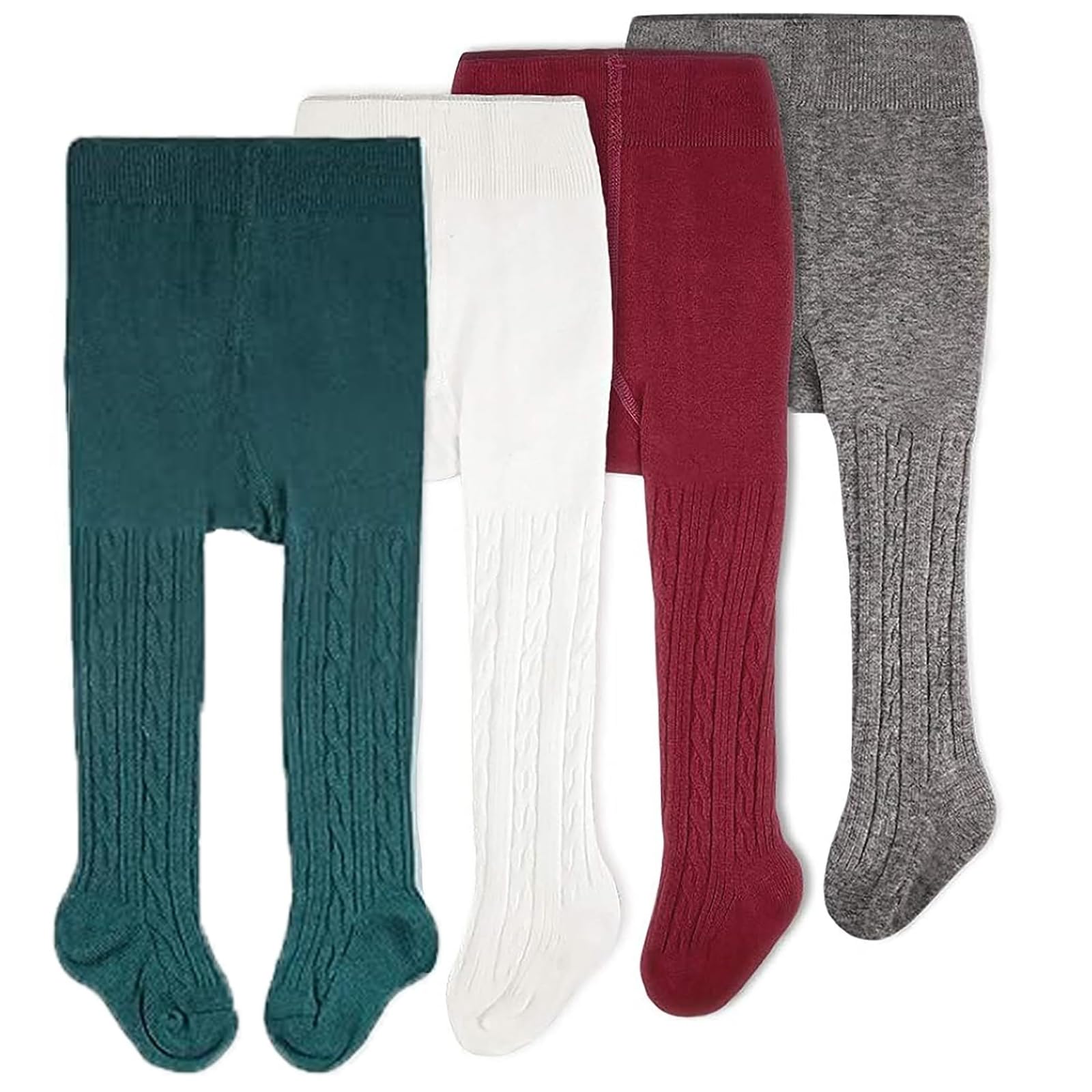 CozyWay Baby Tights - Cable Knit Toddler Leggings & Girls Stockings - Leggings for Boys & Girls - 1T-2T, Multicolor, 4 Pack
