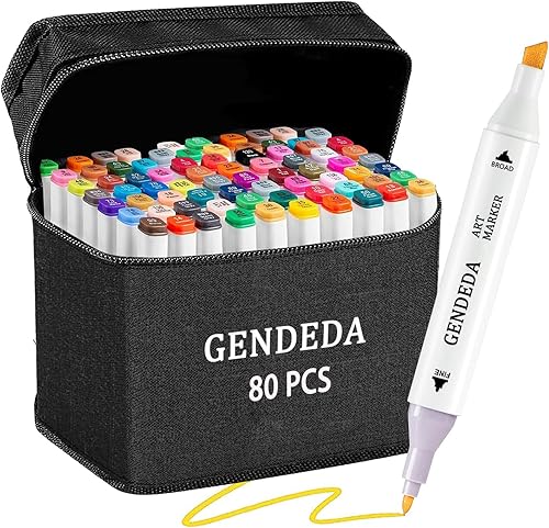 Gendeda Marcadores de alcohol, punta de pincel, 80 colores, juego de marcadores artĂsticos de doble punta para niños y adultos, marcadores a base de Gendeda Marcadores de alcohol, punta de pincel, 80 colores, juego de marcadores artĂsticos de doble punta para niños y adultos, marcadores a base de