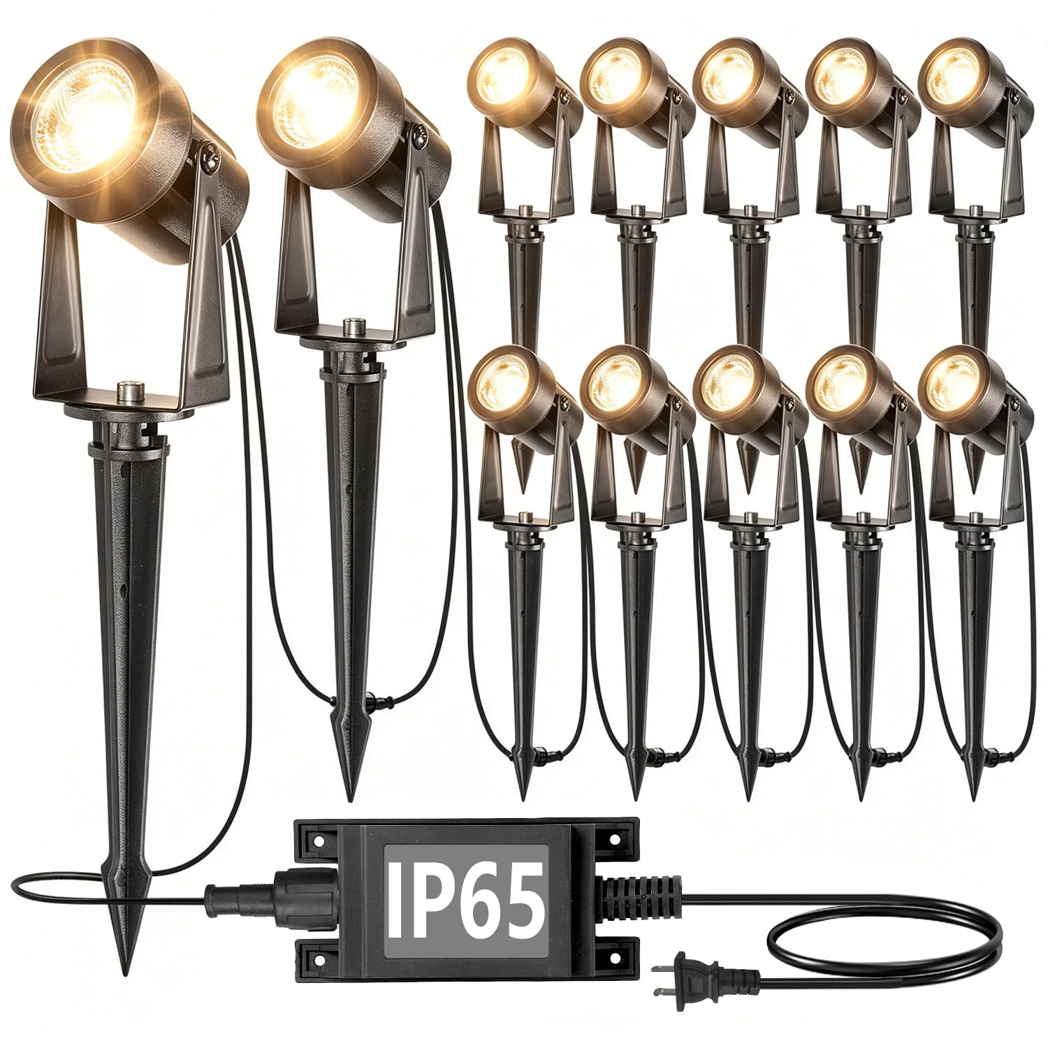 SUNTHIN Outdoor Landscape Lighting, 12 Pack LED Spot Lights Kit, Warm White