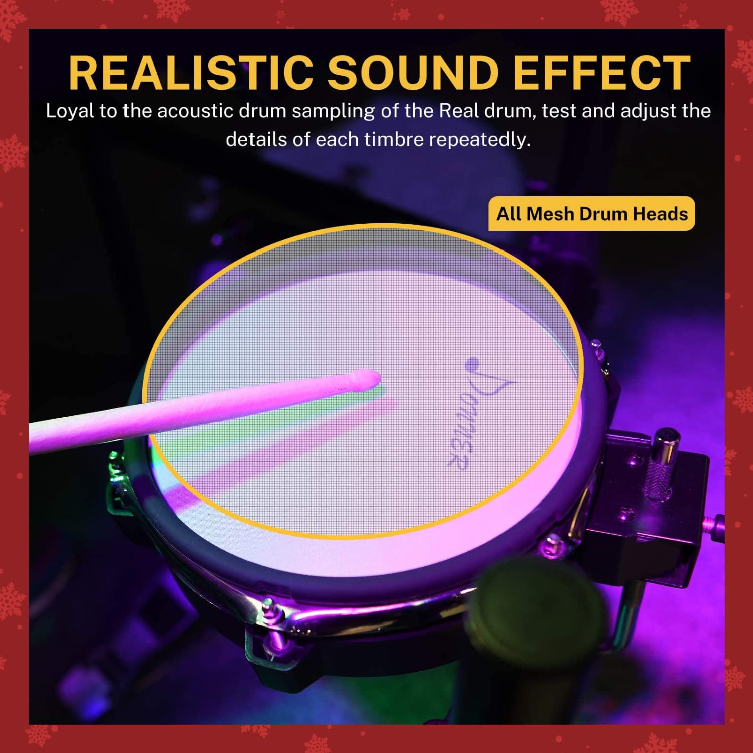 Electric Drum Set, Donner DED200 Mesh Head Electronic Drum Kit with