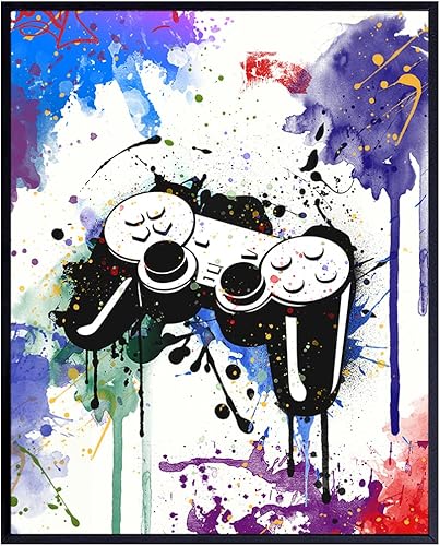 Video Arcade Remote Control Wall Decor - Gaming Controller Art Poster for Game Room, Dorm, Bar, Boys Room, Kids Bedroom - Gift for Gamers, Xbox,