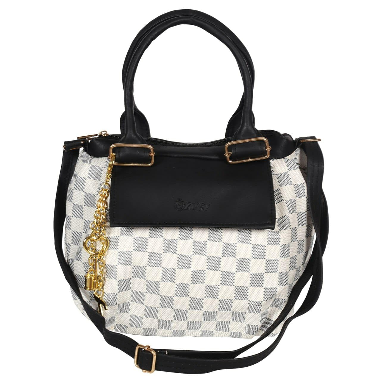 SPARK CART pu-leather white checks handbag/purse for women