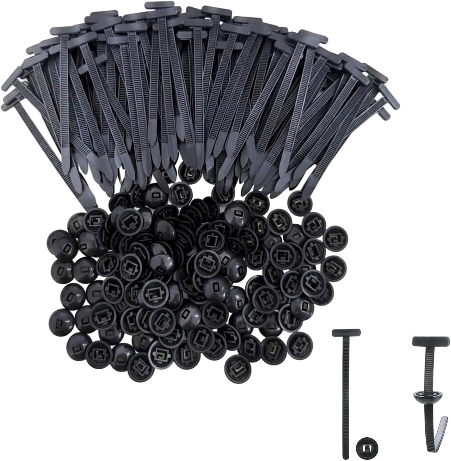 120Pcs Nylon Universal Cable Tie Buckle for Car, Heavy-Duty Self-Locking Nylon Zip Ties with Pin & Button, Replace Screws for Fender Clips/Liner/Bumper repair/Trunk & Home Use