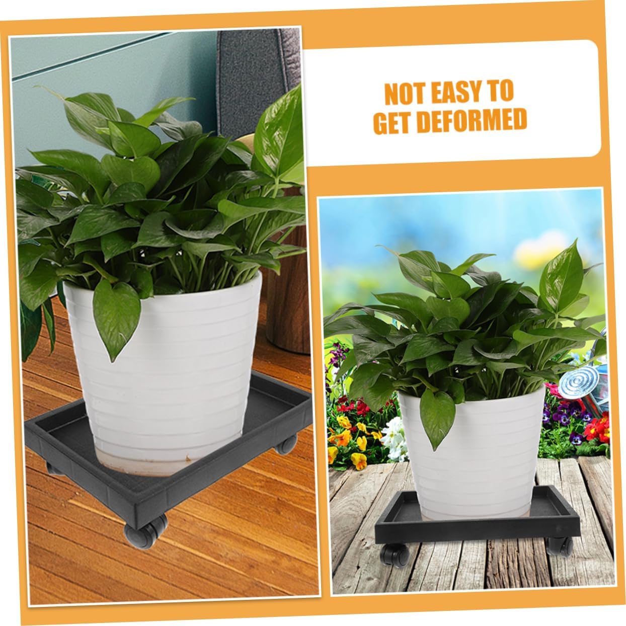 balacoo Rolling Plant Tray Wheels Heavy Duty Flowerpot Dolly Holder for Indoor and Outdoor Use Smooth-Gliding Mobile Plant Stand for Pots Floor Protection and Decoration