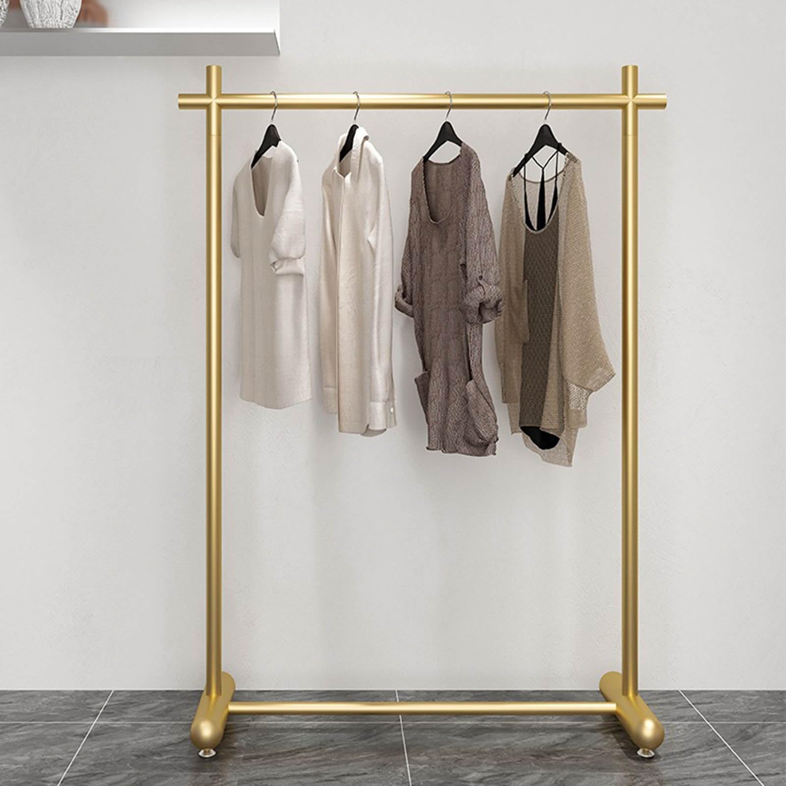 Espositore in metallo resistente, appendiabiti da pavimento per boutique, scaffali commerciali per biancheria, camera da letto o balcone