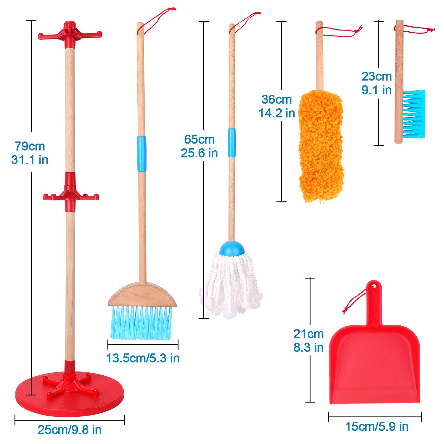 Housekeeping Toy Broom Mop Duster and Organizing Stand Skill Confidence