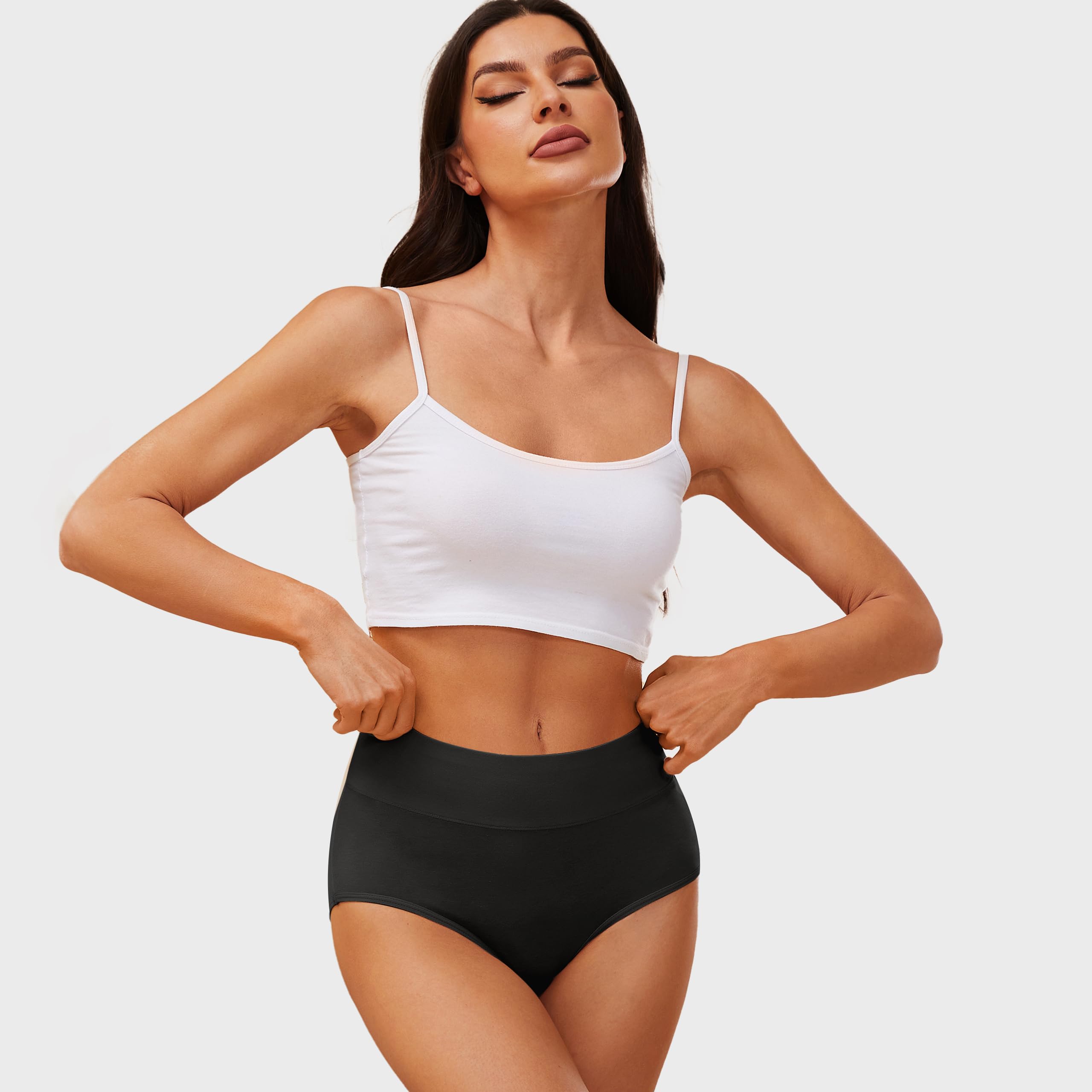 VOENXE Slip Donna in Cotone con Vita Alta,Elastiche Mutande Pantaloncini vestibilità Confortevole Post-Parto, Piena Copertura Mutandine Biancheria,Pacco da 4