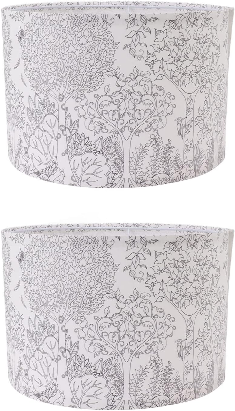 2 Set Pvc Drum Lampshade Tree Pattern Bedroom Modern Pvc Lamp Pvc Drum