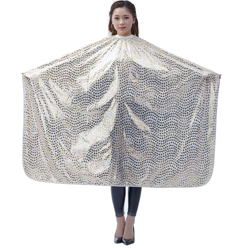 HAIRCUTAPRON Nylon Cabo Capa de Peluquería Peluquero Impermeable Profesional Barbero Salón Delantale con Ver Ventana Pelo Salón Corte Vestido,Gold,140 * 160cm