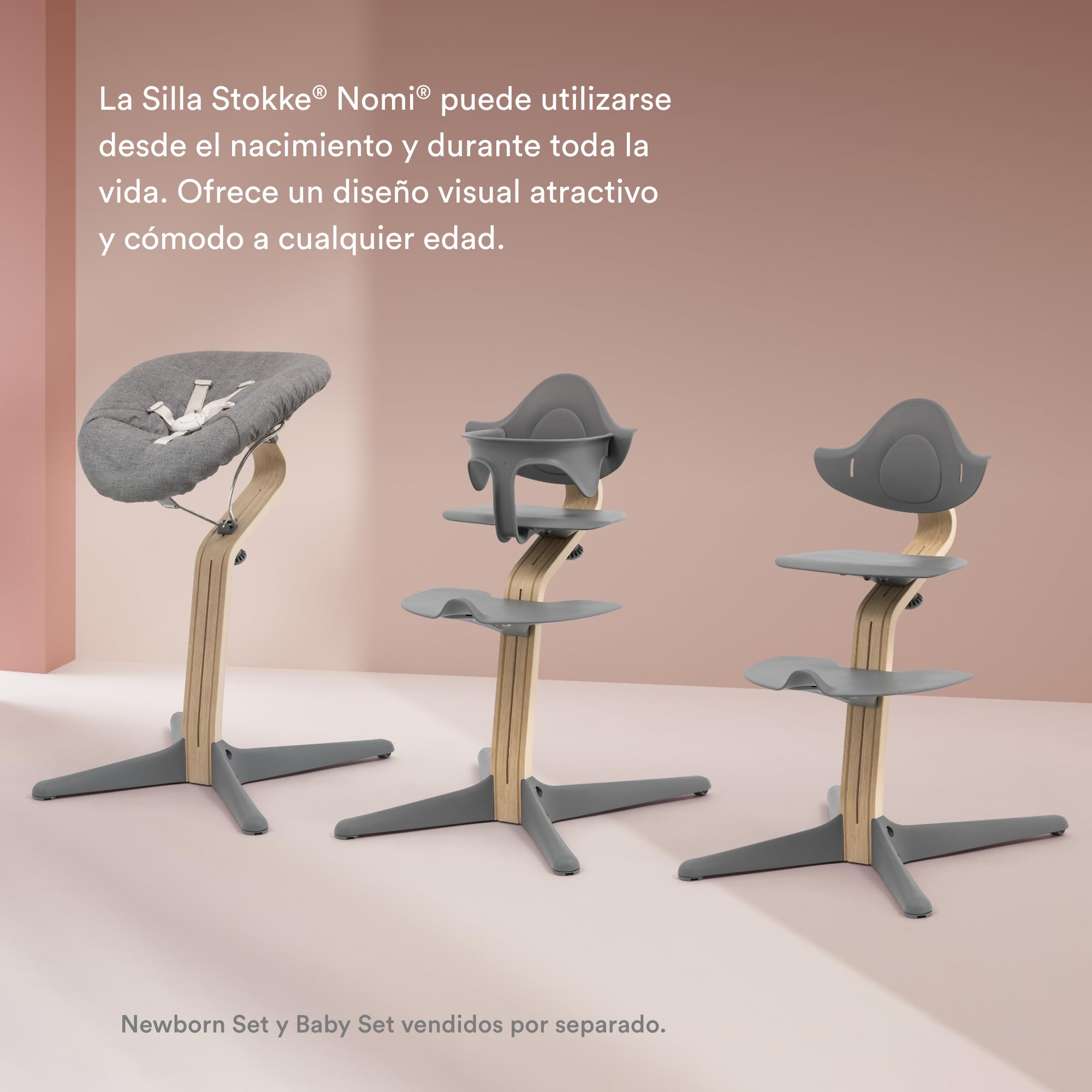 Silla Stokke Nomi, Negro - La silla que inspira a sentarse de forma activa - Sin herramientas, ajuste fácil - Incluye un reposapiés estable y ruedas antivuelco - Soporta hasta 150 kg