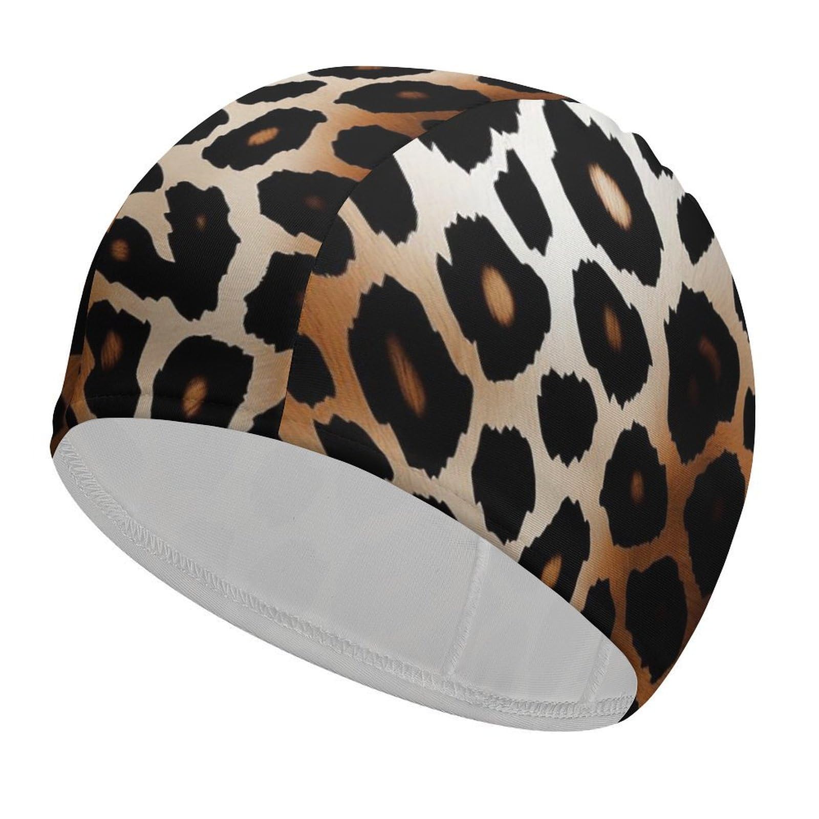 Leopard Print Swim Cap for Women Men Waterproof Bathing Caps Keep Hair Dry Elasticity Adult Swimming Caps Comfortable Long Hair Swim Hat Non-Slip Fabric Swimming Cap