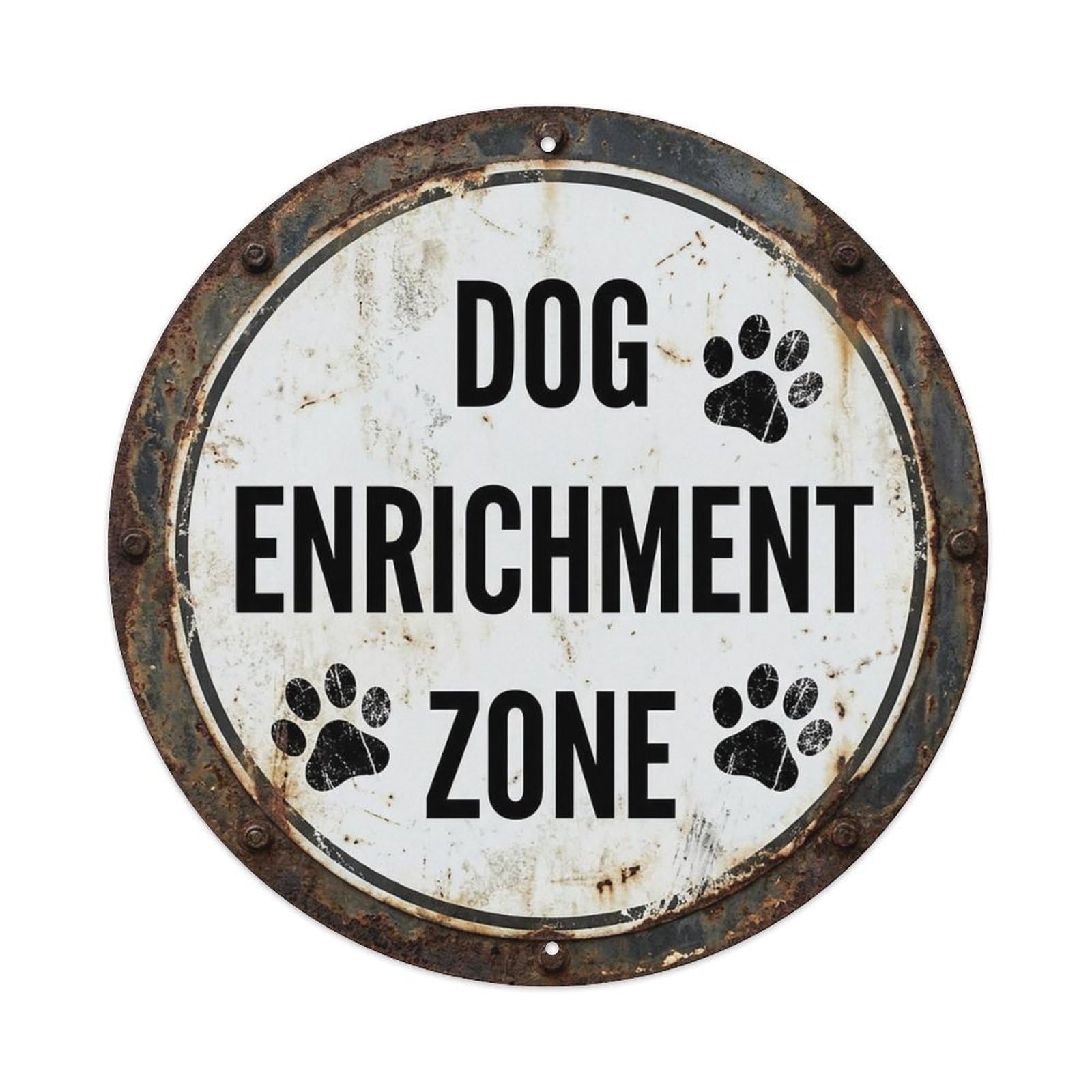 Vintage Dog Enrichment Zone Decor Vintage Metal Tin Sign Plaque Wall Decor for Cafe, Club Bar, Office, Garden Metal Poster 8x8Inch