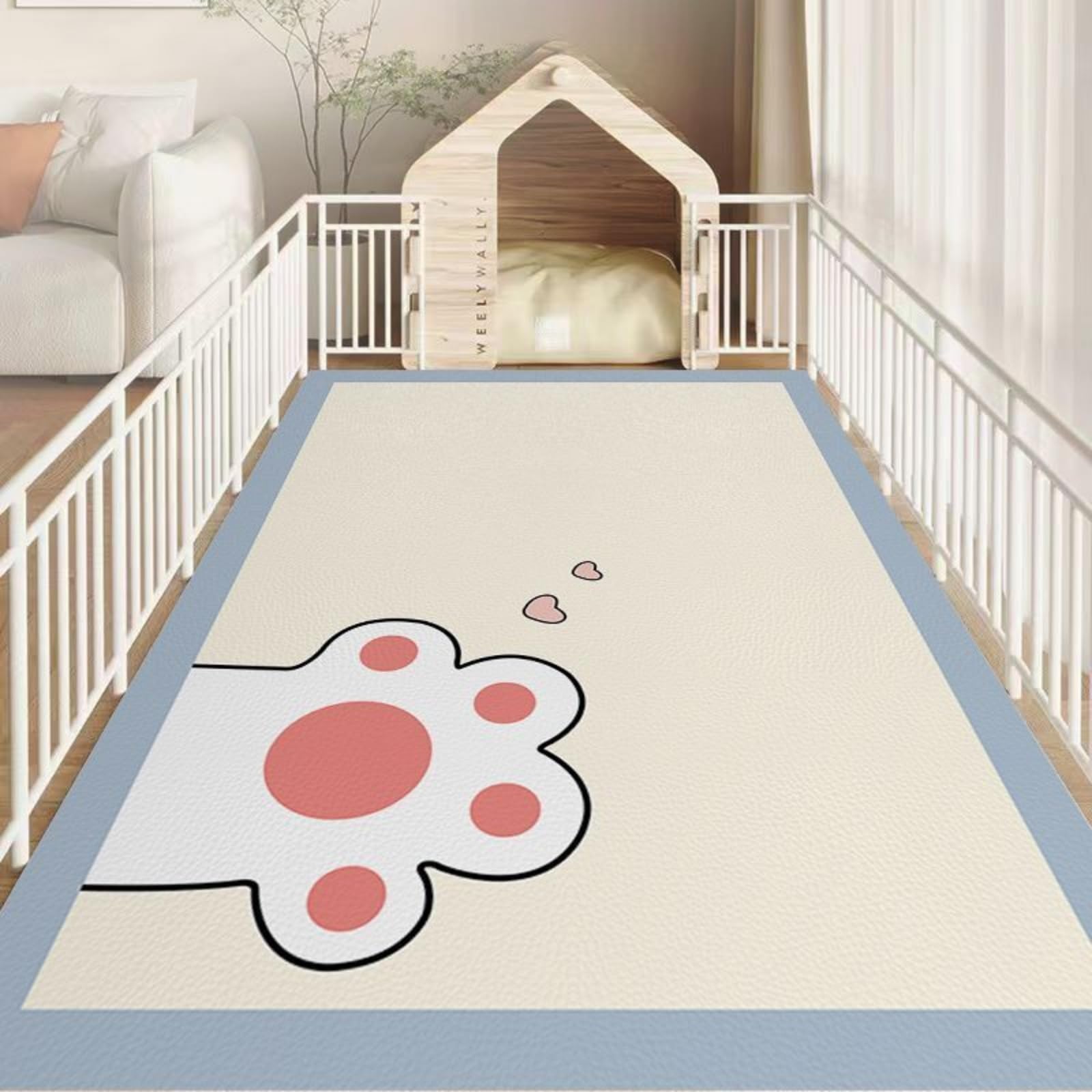 Hixingo Tappetino Ciotola per Cane e Gatto Assorbente, Tappetino Sottociotola per Gatti e Cani Grande Tappetini Lavabile in PVC Impermeabile e Antiscivolo (Gatto rosa,140 * 200cm)