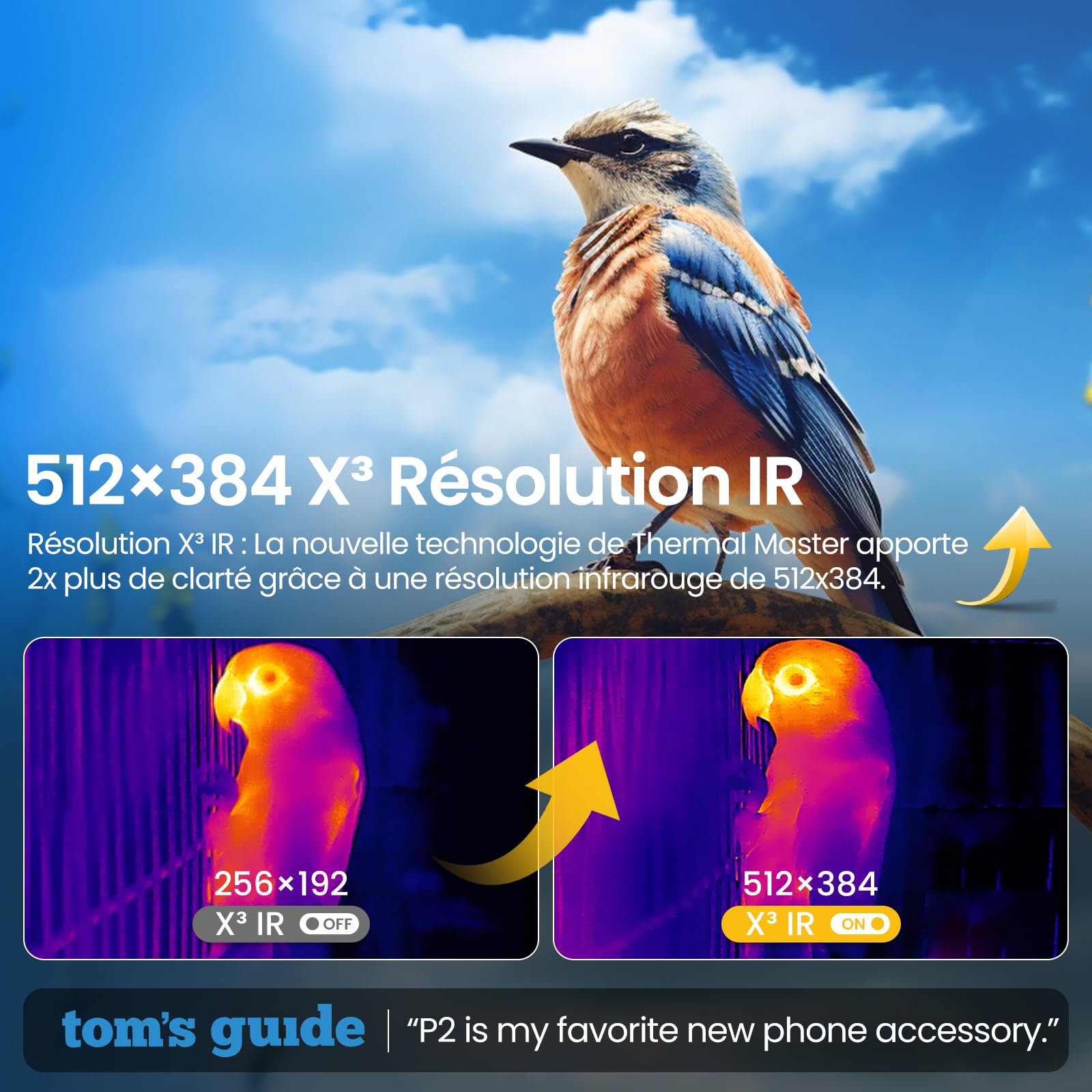 Thermal Master P2 Caméra thermique pour Android Caméra infrarouge Super Résolution IR (X³) 512 x 384, pour inspection de la maison -20 à 600 ℃ Zoom 15 x, Ne convient pas aux iPhone 15/16