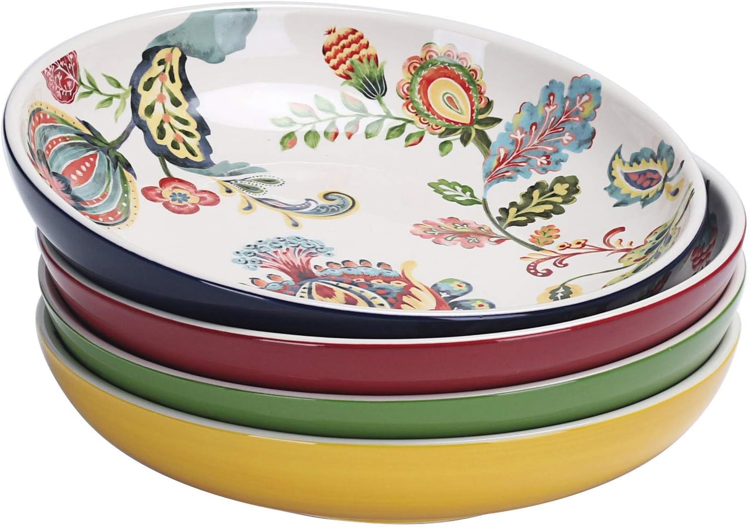 Bico Protea Cynaroides Pasta Bowls, 35oz Salad Bowl Set of 4, Large Ceramic Serving Dinner Bowls for Soup and Cereal, Microwave and Dishwasher Safe, Gift for Housewarming and Thanksgiving