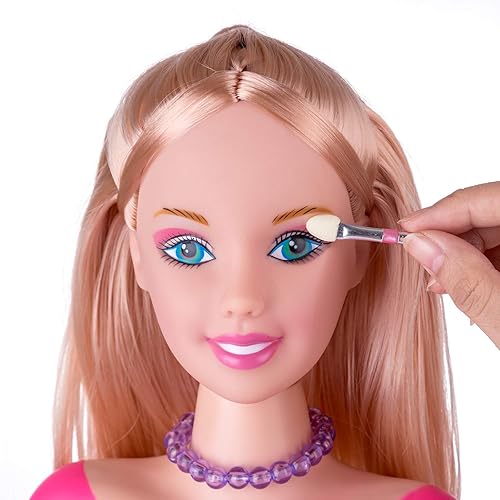 Miniatura 5 de KonHaovF Cabeza de muñeca para peinar el cabello y maquillaje para niñas pequeñas, muñeca pequeña con accesorios para el cabello para niñas,