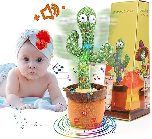 Volumen ajustable juguete de cactus parlante MIAODAM para bebé con 120 canciones repite lo que dices marioneta de felpa musical de 6 a 12 meses