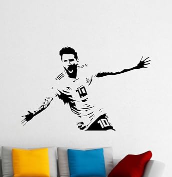 Football Wall Decal Vinyl Sticker Football Wall Art Argentina Leo Poster Sign Soccer Decor Indoor Outdoor Decals Window Door Peel and Stick Decal Print 1747