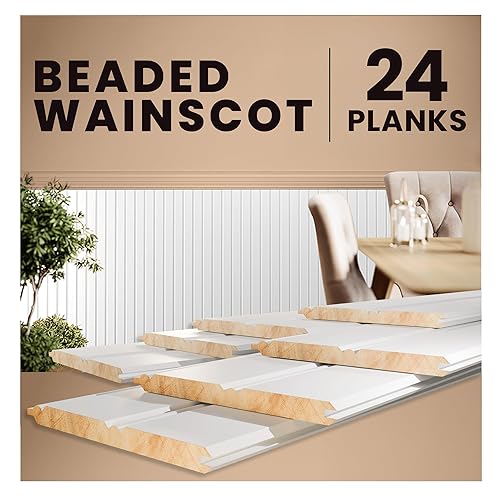 Interwood Real Wood Beadboard Wainscoting Panels - Primed Tongue and