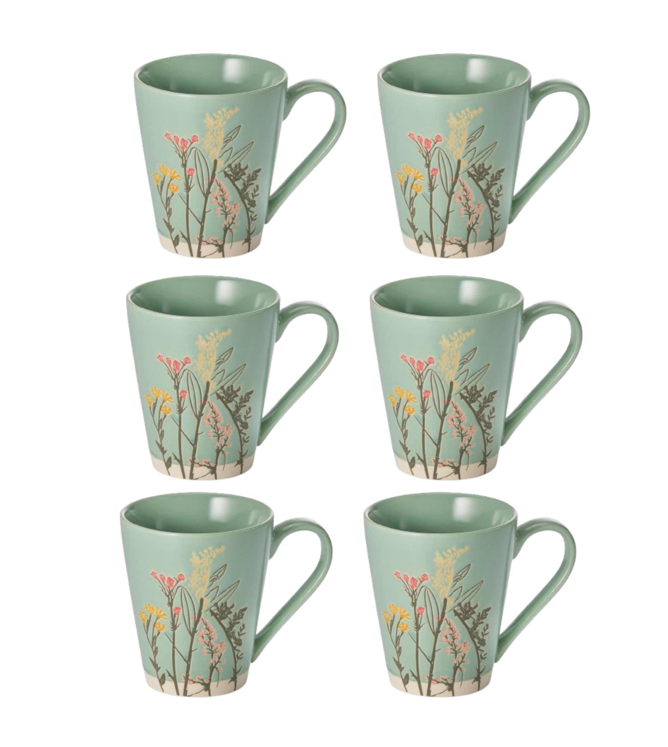 Teemando 6 X Becher Hina Steinzeug mit Relief 0,35 l H 13,2 cm, Ø 10,9 cm = 6 Becher von Cha Cult