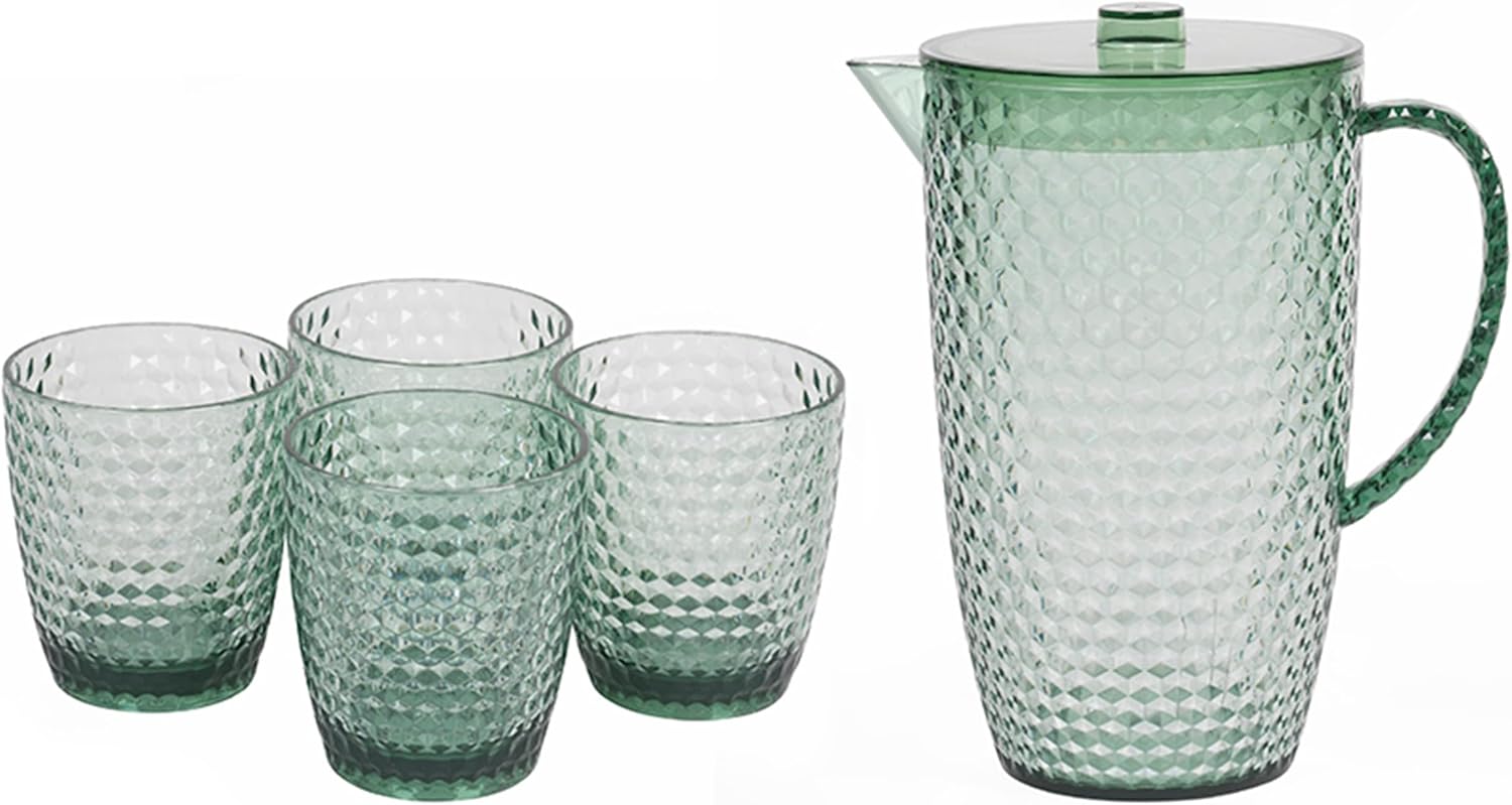 Cambridge COMBO7983A Fete Serving Jug and Tumbler Set Diamond Design