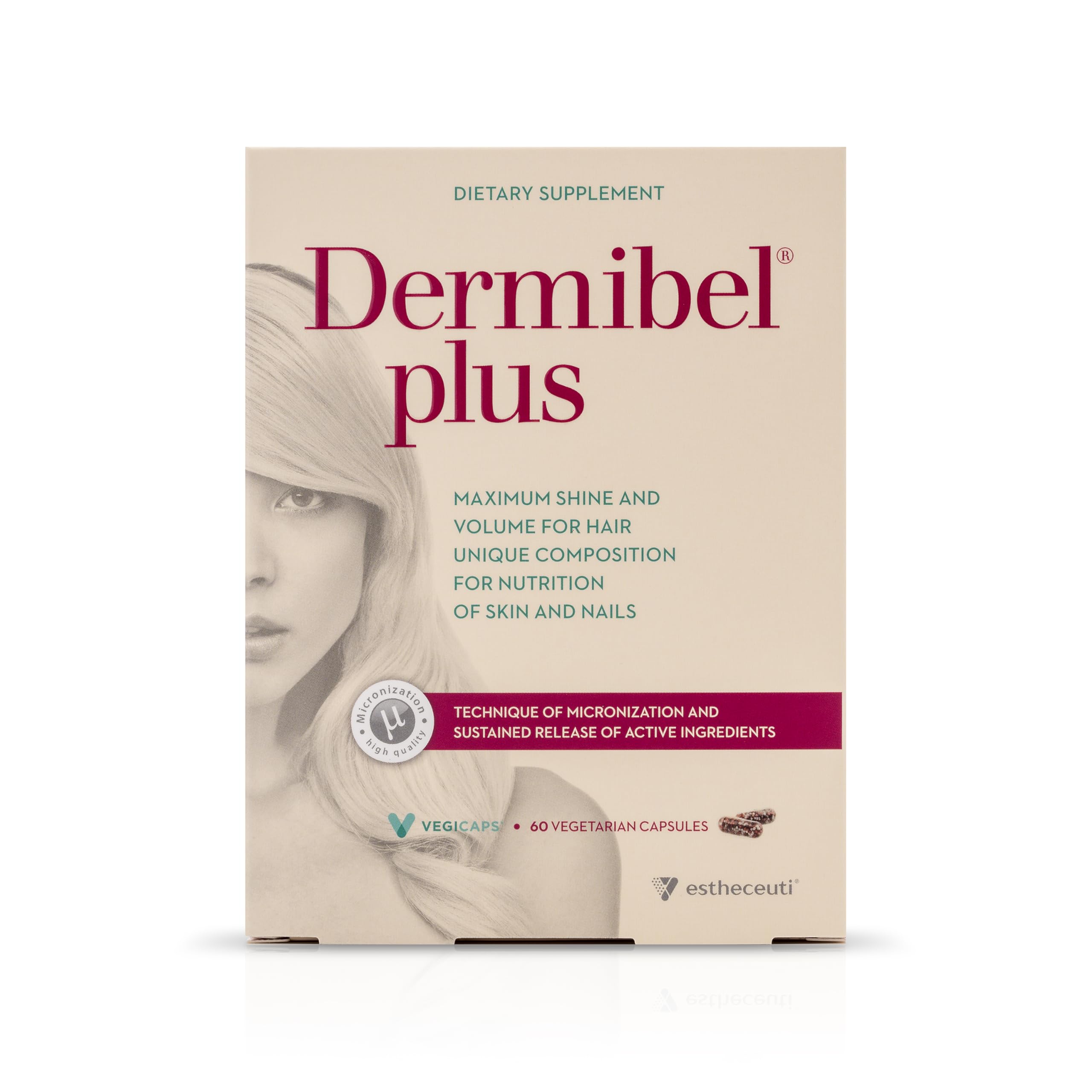 Dermibel Plus Vegetable Capsules 60's - Daily Beauty & Wellness Supplement in Easy-to-Take Veg Caps, 2-Month Supply for Skin, Hair & Nail Care Routine