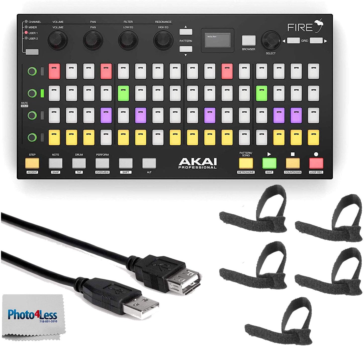 Akai Professional Fire | Performance Controller for FL Studio With Plug-And-Play USB Connectivity, 4 x 16 Velocity-Sensitive RGB Clip Matrix, OLED Display and FL Studio Fruity Fire Edition Included