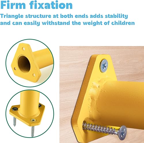 Miniatura 6 de Juego de 15 barras de metal de 16 pulgadas para patio trasero y juego de escalada para niños en interiores y exteriores, juego de 15 (amarillo)