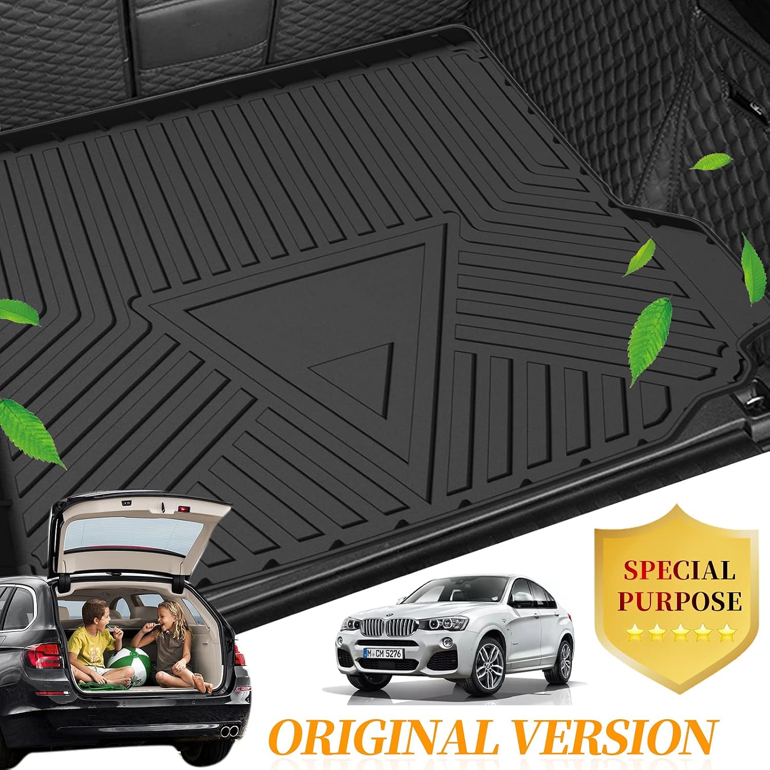 Elsetyler Cargo Liner for 2021 2022 2023 2024 X3 - Black TPO All Weather Heavy Duty Waterproof Rear Cargo Tray Trunk Floor Mat Protector Compatible with 2019-2024 BMW X3 G01