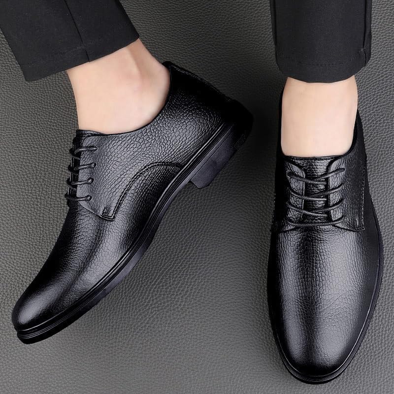 Men's Leather Brogue Oxford Shoes Classic Pointed Toe Lace-Up Business Dress Formal Wedding Derby Casual Shoes3