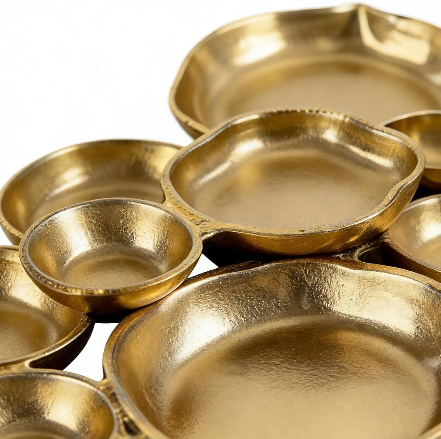 Cluster Bowls - Nine Compartment Platter, Stylish Metal Tray, Tabletop Serving Dish, Multi Tier Display | Ideal for Fruit Vegetable Salad Pasta Charcuterie Dessert Holiday Wedding Entertaining