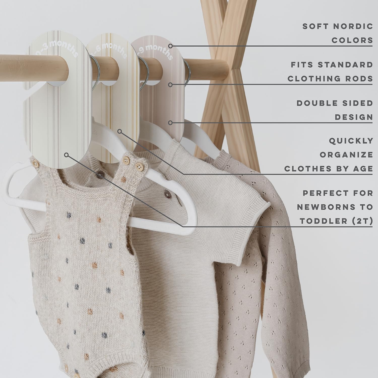 3 Sprouts Baby Wardrobe Dividers Set of 8, Hanger Closet Divider, Baby Clothes Organiser - Image 4