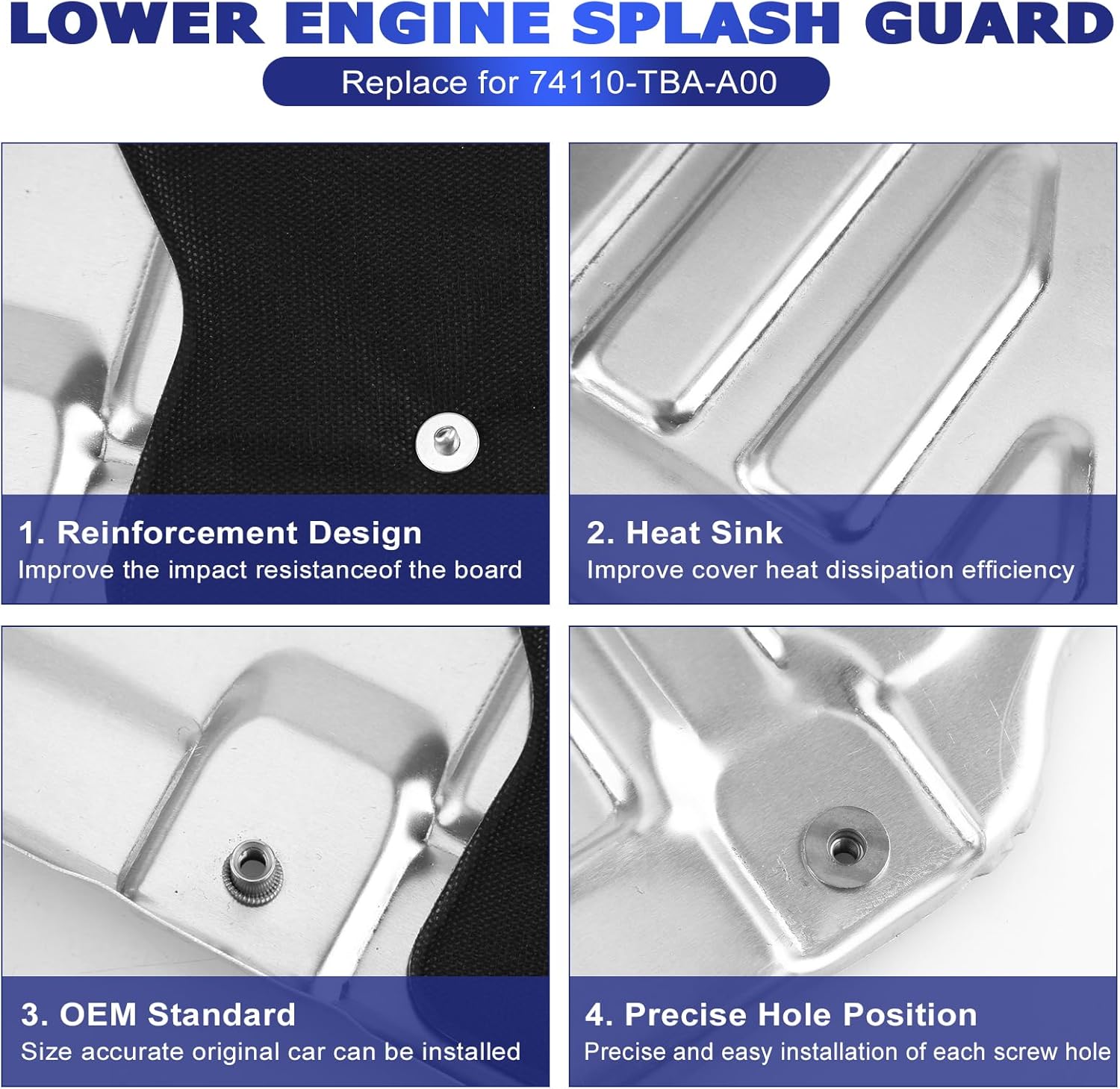 Engine Splash Guard Under Car Shield Cover Board Compatible for 2016-2021 Honda Civic 74110-TBA-A00