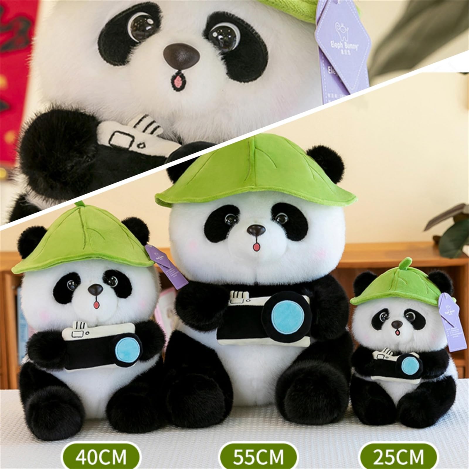 Plüsch Panda, Panda Kuscheltier Stofftier, Panda Puppe Plüsch Bamboo Tier Plüschfigur, Realistisch Gestaltetes Plüschtier, Geschenkidee für Jungen und Mädchen (55 cm)