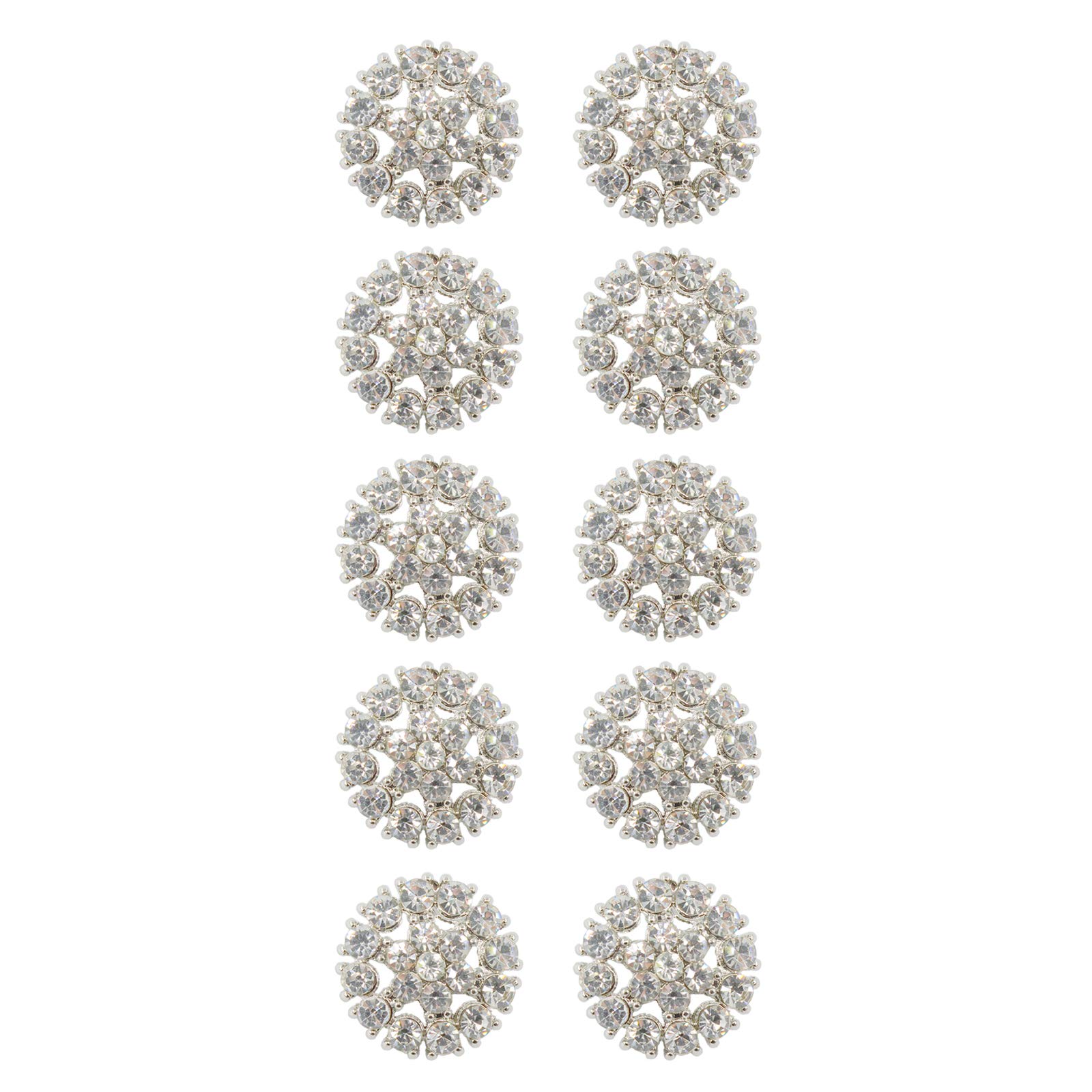 Jerler 10 Pcs Sliver Rhinestone Buttons Crystal Embellishments Sew on Clothing Buttons