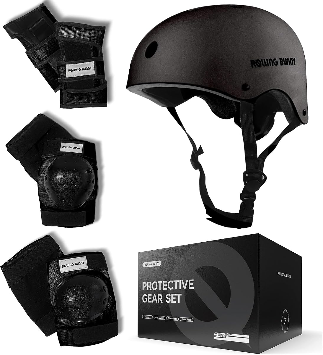 Skating Protective Gear Set for Adults & Youth - Helmet, Knee Pads, Elbow Pads & Wrist Guards for Inline Skating, Roller Skating & Skateboarding (Ages 14+)