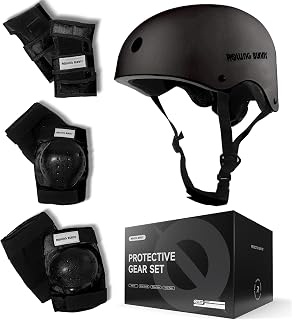 Skating Protective Gear Set for Adults & Youth - Helmet, Knee Pads, Elbow Pads & Wrist Guards for Inline Skating, Roller Skating & Skateboarding (Ages 14+)
