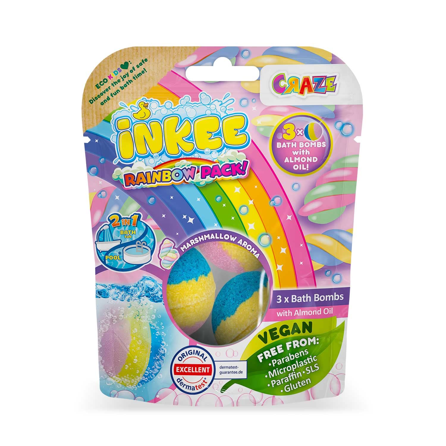 Craze INKEE Rainbow Multipack boules de bain effervescentes à l'huile d'amande