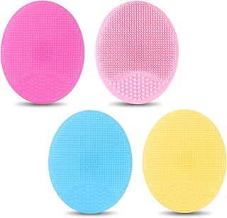 4 Pcs Silicone Face Scrubber Soft Facial Cleansing Brush Face Washer Cleansing Pads Facial Scrub Exfoliator for Deep Skin Massage Pore Blackhead Removing Exfoliating