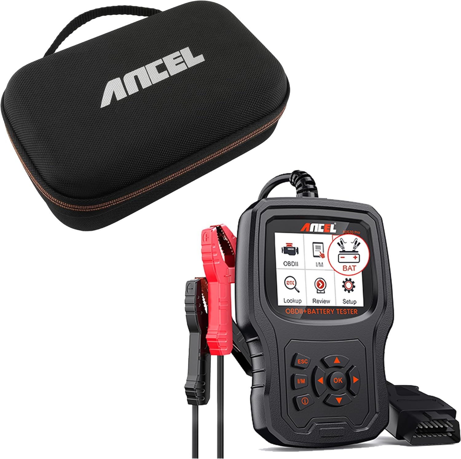 ANCEL AD530 PRO 2 in 1 OBD2 Scanner Battery Tester + ANCEL Protective Case Storage Bag for AD530 Pro