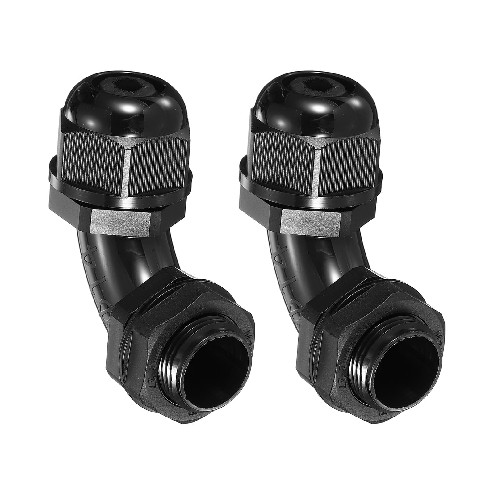 sourcing map 2Pcs M20 Cable Gland, 90 Degree Elbow Nylon Joint IP68 Waterproof Spiral Adjustable Cord Connector with Gaskets for 6-11mm Wire