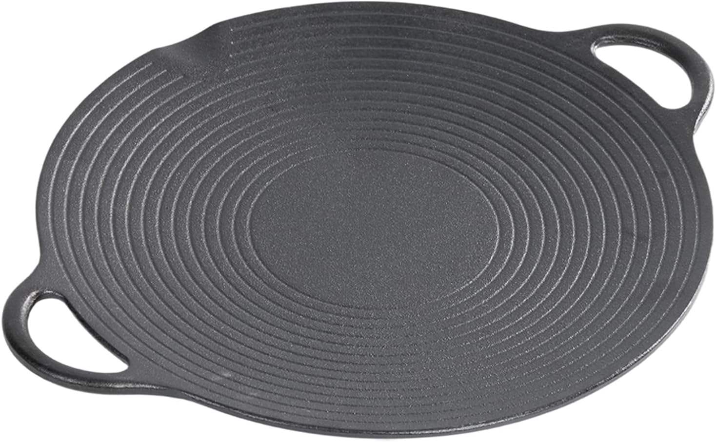 Warmiehomy Cast Iron Griddle Pan Grill,35cm Spiricle Non-Stick Dosa Pizza Crepe Pan,Baking BBQ Skillet with Handles for Oven Gas Electric Hob,Round
