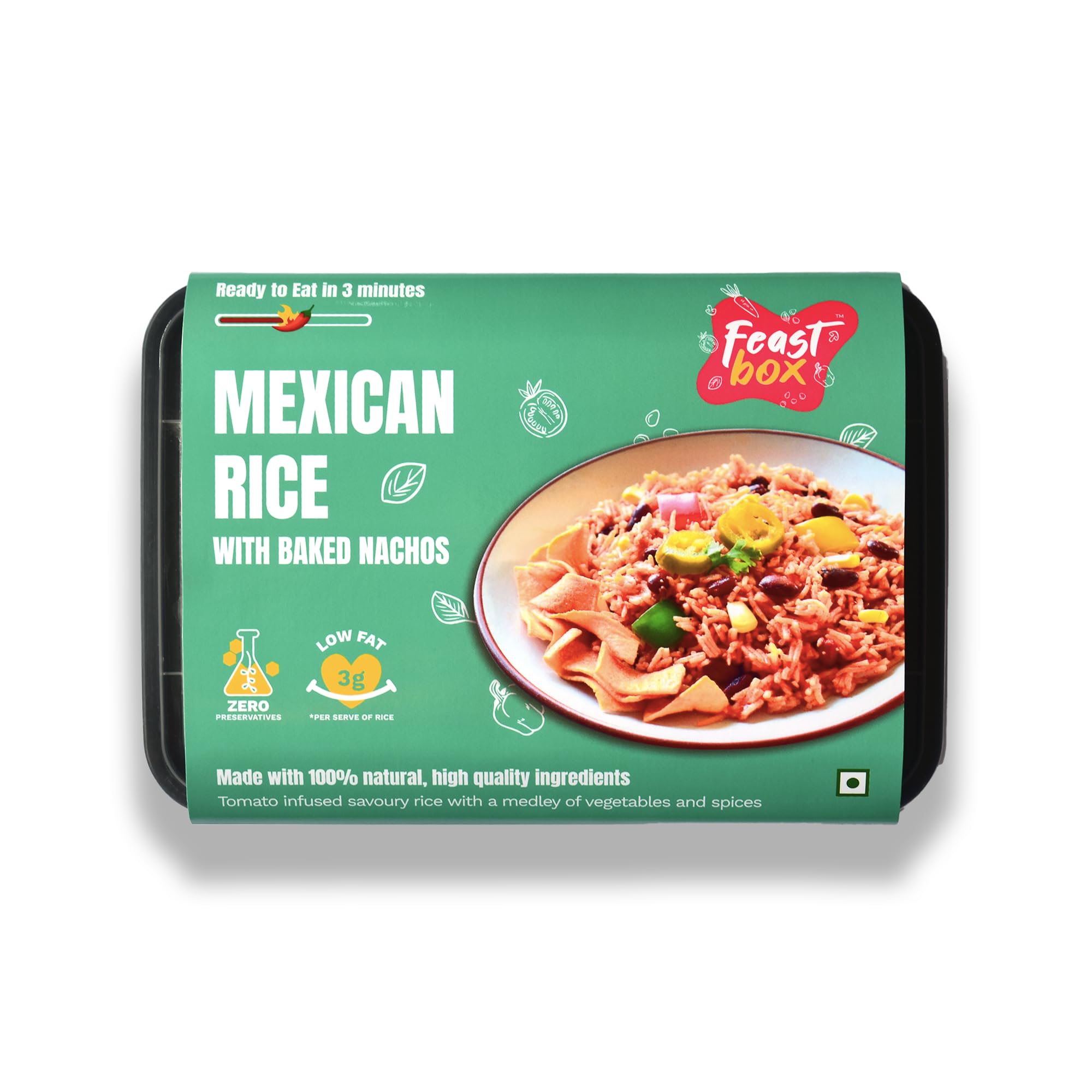 Feastbox Mexican Rice with Baked Nachos | No Preservatives and Additives | Low Fat Ready to Eat | Instant Rice Meal 262 Gram | Pack of 1 (B0CTJS6G1M) Amazon Price History, Amazon Price Tracker