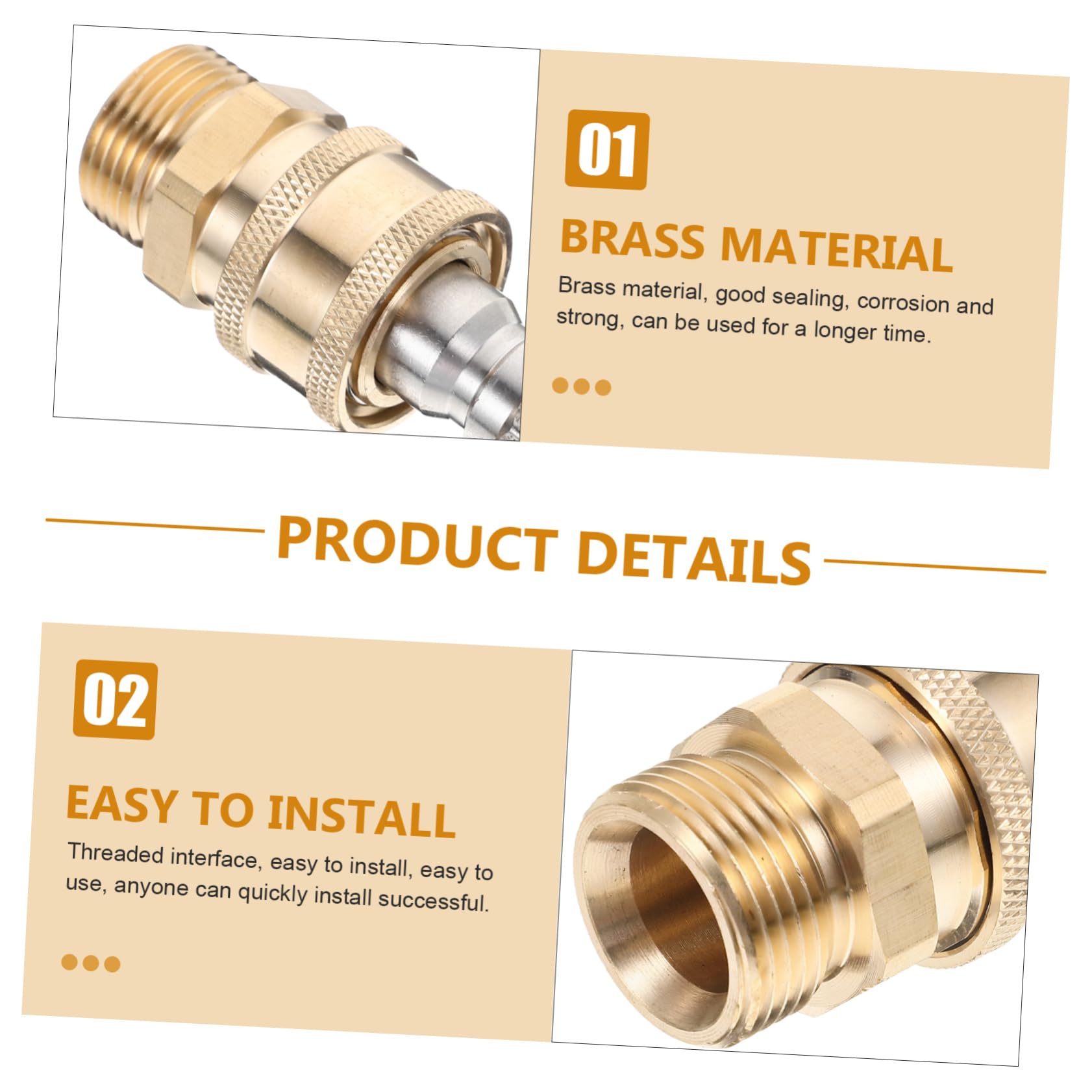 Abaodam 3 Juegos Adaptador Alto Conector Varita mágica Fuerza guarniciones Consejos Masculino enchufar arandela conectar Accesorios de Limpieza para Coche latón Golden